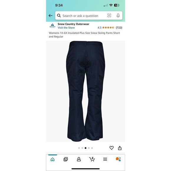 Snow Country Outerwear Rider Pant Black Snow Pants Plus Size New in Package - Picture 2 of 9